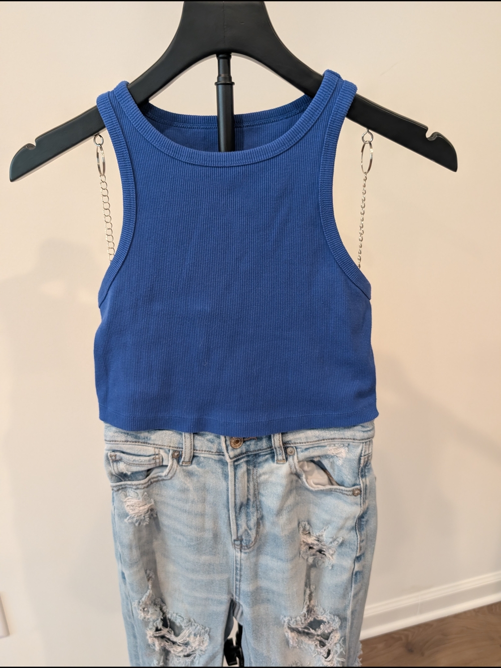 wild fable Royal Blue Ribbed Crop Tank Top Medium